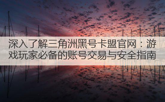 深入了解三角洲黑号卡盟官网:游戏玩家必备的账号交易与安全指南