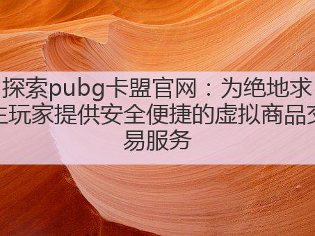 探索pubg卡盟官网:为绝地求生玩家提供安全便捷的虚拟商品交易服务