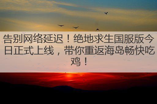 告别网络延迟!绝地求生国服版今日正式上线,带你重返海岛畅快吃鸡!