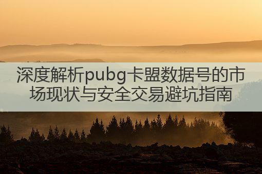 深度解析pubg卡盟数据号的市场现状与安全交易避坑指南