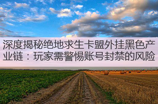 深度揭秘绝地求生卡盟外挂黑色产业链:玩家需警惕账号封禁的风险