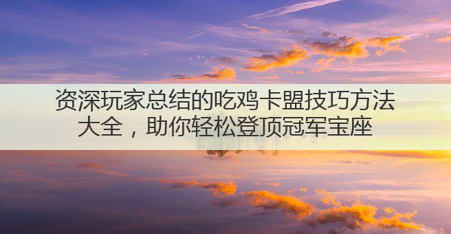 资深玩家总结的吃鸡卡盟技巧方法大全,助你轻松登顶冠军宝座